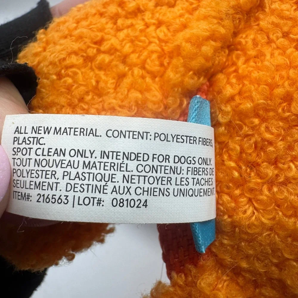 BarkBox BARK Orange Gorilla Squeaky Plush Dog Toy 216563 Sherpa Ballistic Nylon